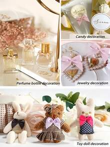 100Pcs Mini Ribbon Bow 1" Mini Fabric Satin Ribbon Flower Bows For Craft DIY Sewing Wedding Birthday Party - Multicolor - View 5