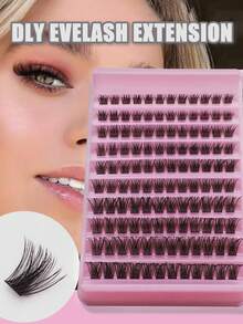 120 Pieces Individual Eye Lash Clusters D Curl 8-16mm Width Stem DIY Eye Lash Clusters Natural Look And Extra Thick Reusable Individual Eyelash Extension Kit Suitable For Home Self-Use Or On-The-Go Use For Daily Life, Dates, Parties, Music Festivals, Halloween, Etc. Lash Clusters,Eye Lash Clusters,Individual Eyelashes,Lashes,Fake Lashes - 黑色 - 查看 9