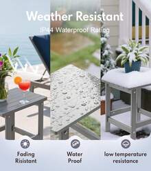 Adirondack - Mesa Auxiliar Cuadrada para Exteriores, Mesa Auxiliar de Polietileno de Alta Densidad, Resistente a la Intemperie para Patio, Patio, Piscina, compañero de Interior, Playa, fácil - Marrón - Ver 8