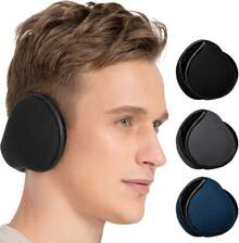 Foldable Fleece Ear Warmers For Outdoor Skiing - D-black+Grey+Dark Blue - View 1