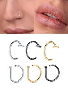 1 Stück/2 Stücke Fake Nasenring Faux Piercing Schmuck 8 mm Fake Nasenring Hoop für Faux Lippe Septum Nasenring Set Fake Lippring Lippennagel Neu Keine Perforation erforderlich - Verschiedenfarbig - Übersicht 5