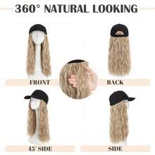 16inch/40cm Adjustable Baseball Cap Hat With Long Wavy Curly Hair Wig Synthetic Hairpiece Corn Wave Curly Hair Extensions For Women Daily Wear, Easy To Put On And Take Off, Natural Looking, Soft And Breathable, Perfect For Casual Outings And Sports Events Halloween Xmas Party - 彩色 - 查看 8