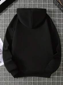 Hoodie Loose Casual Letter Pattern Fleece Drawstring Kangaroo Pocket Hooded Top Loose And Comfortable Winter Clothes For Women Hoodies For Women - màu đen - Xem 2