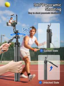 TOKQI 180cm/70.87In Aluminum Alloy Selfie Stick With Reinforced Tripod,Multifunctional Bluetooth Remote Phone Holder With Fill Lights,Extendable & Portable Phone Tripod, Compatible With IOS Android Smartphone For Summer Vacation, Travel, Outdoor Activities, Live Streaming Tripod Stand - Multicolor - View 4