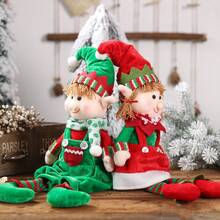 Christmas Elf Doll Ornament, Plush Sitting Figurine For Holiday Decor, Elf Design