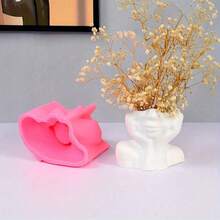 Silicone Girl Face Vase Mold With Hands On Cheeks – Resin, Plaster & Cement Casting Mould For DIY Flower Pot, Pen Holder, Home Decor Crafts