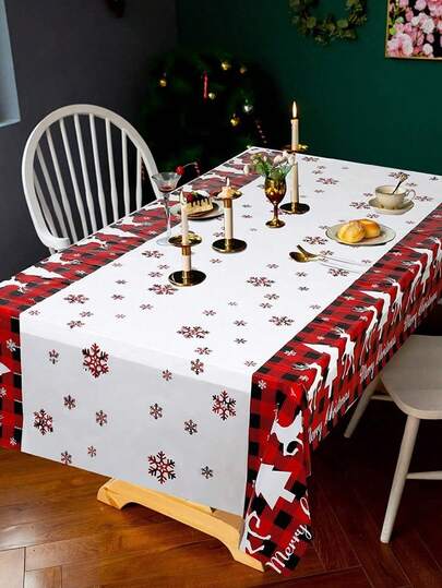 1pc Christmas Disposable TableCloths Table Cover Plastic,Christmas Party Tablecloth,54 * 108inch,Rectangular Tablecloth,Red Gingerbread Man, Great For Kitchen And Restaurant Holiday Decorations - Buffalo Plaid Snowflake Deer Christmas Tree Rectangular Tablecloth For Christmas Party Tablecloth Restaurant Holiday Christmas Table Decorations
