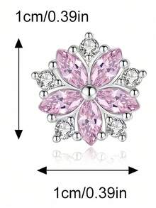 2 Stück Blumen Doppelschicht Kubikzirkonia Mikro-Pavé komplett veredelte Sakura Ohrstecker, Damen Edelstahl Ohrringe, minimalistisch elegante rosa süße Blumen kreative Ohrringe, Sakura Ohrringe, geeignet für täglichen Damenschmuck, ganzjährig, auch als Geschenk, Party, Strand Accessoire, Damen Ohrringe, anmutige Ohrringe