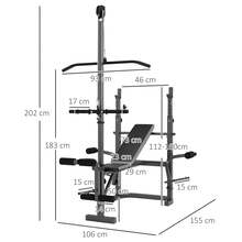 SPORTNOW Adjustable Weight Bench With Bench Press Rack, Preacher Curl Bench, Leg Extension And Lat Pull Down Machine, Incline Or Flat Workout Bench For Home Gym Strength Training Weight Lifting - Black - View 2