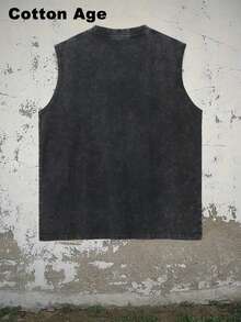 Vintage Men's Tank Top - Our Lady Of Guadalupe Print And Text - Perfect For Casual Wear - Autumn/Winter Layering Undershirt - Ideal Halloween/Christmas Gift Choice - 黑色 - 查看 5