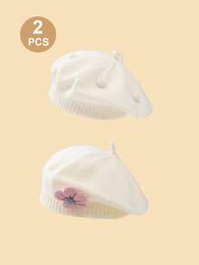 1 件/2 件婴儿帽子秋冬款，可爱甜美蘑菇和波尔卡圆点针织帽，婴幼儿男孩女孩保暖头饰 - 貝雷帽 - 查看 26