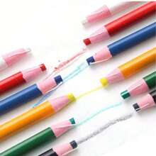 1 支可擦裁缝粉笔记号笔，可水洗彩色裁缝粉笔，包括彩色可移除标记蜡笔，白色可移除标记蜡笔，用于玻璃、织物、金属、陶瓷、纺织品、薄膜和纸张的彩色标记蜡笔，这些彩色标记蜡笔可用于玻璃、织物、金属、陶瓷、纺织品、薄膜和纸张，适用于裁缝标记、素描、免费切割粉笔和缝纫铅笔（随机颜色样式） - 彩色 - 查看 9