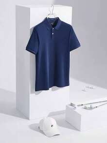 Men's PLAIN POLO Shirt Premium Cotton Pique Fabric Promotion - Navy Blue - View 6