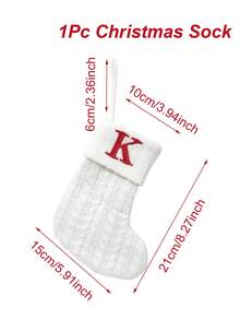 1pc White Knit Christmas Stocking, Xmas English Letters Snowflake Hanging Stockings, For 2025 Christmas Party Decoration,2026 New Year Party Favors Supplies, Christmas Room Decoration, Personalized Initial Christmas Stocking, Family Holiday Xmas Home Room Decor,Christmas Tree Ornaments, Christmas Eve Surprise Gifts Package,Christmas Sock Costumes, Christmas Gift Party Favor - White Christmas Letter Knitted Socks - View 16