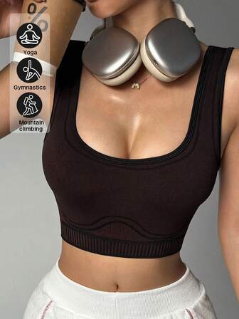Women's Sports Bra - Stylish & Elegant, Solid Color, High-Stretch Seamless Style, Machine Washable,Sports Bras For Women
