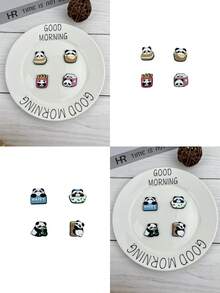 8pcs/Set Cute Panda Animal Pattern Accessories For DIY Sandals, Bracelets, Phone Decorations, Suitable For Beach, Holiday, Birthday Gifts