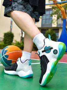 Zapatos De Baloncesto Profesionales De Moda Para Jóvenes, Zapatos de baloncesto de caña alta para jóvenes, Zapatos deportivos para hombres,Zapatillas de baloncesto de moda para hombres,Zapatos de baloncesto para hombre antideslizantes.Diseño duradero, zapatos deportivos para correr Ligeros, transpirables, apropiados para exploración al aire libre, trotar y senderismo. - Azul oscuro - Ver 6