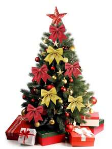 1pc/5pcs/10pcs Christmas Barn Door, Christmas Tree, Snowy Landscape Party Theme Gold Powder Christmas Confetti Bowknot Decor