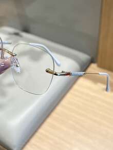 1副女士极简星空透明无框眼镜，大框眼镜，打造裸妆效果 - 無色 - 查看 5