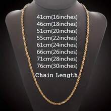 2Set/4Pcs 5mm Rope Chain Set Mens Womens Rope Chain Necklace&Bracelet 5mm Rope Chain Stainless Steel Jewelry For Gift - 金色 - 查看 4