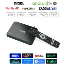 MECOOL Caja de TV Android MECOOL KT2 Android 11 WIth Certificación DVB T2/T Amlogic S905Y4 2GB+32GB WiFi 2.4G/5G LAN 100M BT 5.0 4K HDR10+ AV1 Reproductor de medios para el hogar