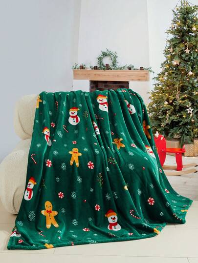 1pc Christmas Themed Blanket, Soft Warm Plush Fleece Throw Blanket For Living Room Sofa, Couch, Bed, Travel, Suitable For Christmas, Halloween, Easter, Home Decor, Bedroom, Dorm, Balcony