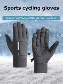 Winter Warm Gloves With Storage Pocket, Windproof Touchscreen Gloves For Sports, Cycling, Skiing, Hiking