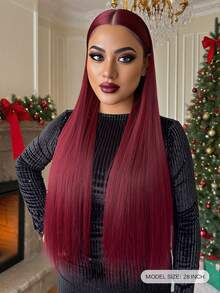 28 Inch Burgundy Straight Long Synthetic Hair Ponytail Extension, Suitable For Women - Burgundy - View 4