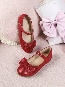 1 Pair Autumn New Floral Decor Princess Flat Canvas Shoes, Comfortable Student Girls Outdoor Dance Flat Leather Shoes, Wedding Shoes - Red - View 7