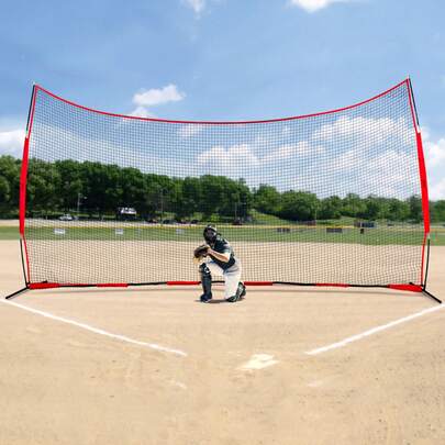 Barricade Backstop Net, 20x10 Ft Ball Sports Barrier Netting, Portable Practice Equipment With Carry Bag, Protection Screen For Baseball Softball Lacrosse Soccer Hockey Training, For Backyard