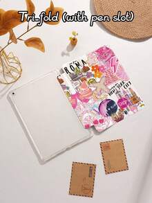 旅行图案 iPad 保护套，兼容 iPad 9.7/10.2/10.5/10.9/12.9/Pro 11（第十代），兼容三星 Galaxy Tab S6 Lite 10.4 英寸，兼容 Kindle Paperwhite 第十二代（2024 年款），Kindle（第十一代）（2022 年发布），柔软防震保护，智能支架/自动唤醒/睡眠功能