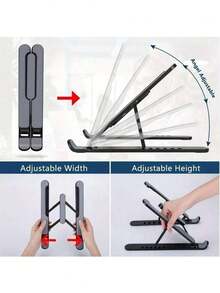 1PC Universal Laptop Tablet Stand, Hanging Plastic Folding Portable Stand, Easy To Increase Height And Heat Dissipation 7-Level Adjustable Portable Foldable Laptop Stand Cooling Holder ﻿,Laptop Stand, Desktop Folding, Mobile Phone, Tablet Height Increasing, Suspended Stand, Portable With Heat Dissipation Base