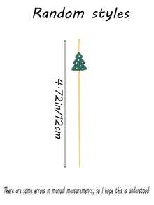 100 pièces - Piques à cocktail en bambou en forme d'arbre de Noël, cure-dents décoratifs de Noël - Piques à cocktail de Noël - Brochettes en bambou en forme d'arbre de Noël convenant pour les amuse-gueules, les plateaux de viande, les aliments, les petits gâteaux, les sandwichs, les boissons, les fournitures de fête à thème de Noël - Décorations pour fruits et boissons, fournitures de fête de Noël