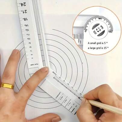 Multifunctional Folding Geometric Drawing Ruler - ABS Material, Uncharged, 0.01 Accuracy - Mathematical Line Circular Geometry Template With Angle Measurement School Office Drafting