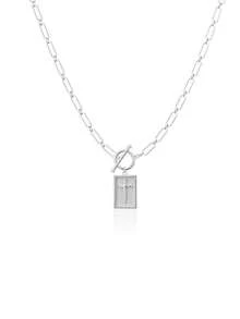 Goldene und silberne Kreuz-Anhänger Halskette für Frauen, Kreuz-Charm Halskette mit Schiebeverschluss, zierliche Büroklammer-Kette religiöser Schmuck als Geschenk für christlichen Glauben, Taufe, Erste Kommunion - Verschiedenfarbig - Übersicht 12