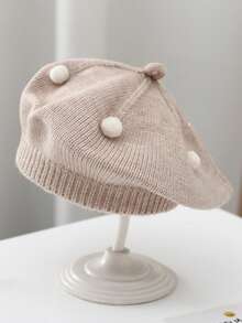 1 件/2 件婴儿帽子秋冬款，可爱甜美蘑菇和波尔卡圆点针织帽，婴幼儿男孩女孩保暖头饰 - 貝雷帽 - 查看 49