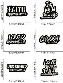 一套3/8/24个黑白正能量文字英文字母刺绣布贴,涤纶材质,徽章贴花,DIY服装熨烫贴片,缝纫配件布贴,适用于背包、牛仔裤、夹克、T恤、帽子、连衣裙等。 - 彩色 - 查看 5