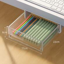 Sturdy Plastic Mini Drawer Self-Adhesive Desk Organizer Hidden Drawer Desk Office - 無色 - 查看 4