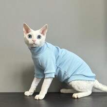 Solid Color Short Sleeve Hairless Cat Clothes For Small, Medium And Large Cats, Suitable For Sphynx Cats, Machine Washable, Soft Fabric, Comfortable Fit, Spring/Summer Pet Apparel