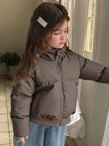 DAZY Girls Solid Color Jacket, Young Girl Fall Clothes - Grey - View 5