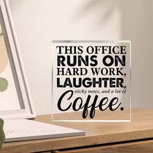 1 đồ trang trí máy tính để bàn hình vuông truyền cảm hứng, "Làm việc chăm chỉ, cười thường xuyên" kèm giấy nhớ và cà phê, quà tặng khích lệ - Lý tưởng cho Giáng sinh và năng suất làm việc tại văn phòng - đồ trang trí - Xem 5