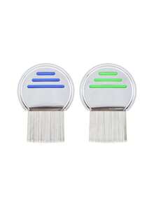 1把专业不锈钢圆梳 - 有效去除头虱和虱卵 - 易于使用和清洁，宠物梳理去毛结梳，适用于猫狗美容，跳蚤梳，细齿虱卵梳 - 彩色 - 查看 8