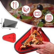 ANTSAY Silicone Pizza Box, Triangular Collapsible Pizza Box With 5 Pizza Trays, Microwave Is Ok And Reusable - Red - View 2