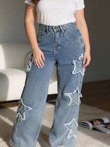 Vaqueros de mujer con estampado de estrellas para un estilo urbano y desenfadado Jeans para mujer - Azul - Ver 7