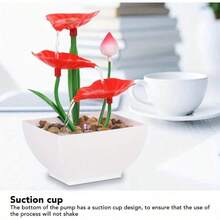 LUMIARTISAN Red Lotus Leaf Desktop Fountain With Pink Flowers - USB Power Indoor Waterfall Decoration, Suitable For Office Or Living Room, Plastic Material, Living Room Decoration | Vibrant Desk Fountain | Plastic Structure - 紅蓮 - 查看 4