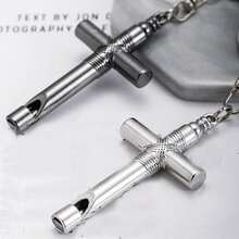 1PCS Cross Keychain With Key Ring Cross Keychain Tag For Keys Backpacks And Luggage(Black)