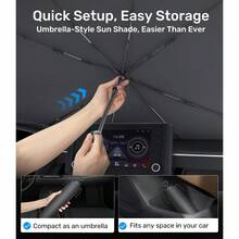 Zanch 2025 Upgraded Car Windshield Sun Shade [Cool Down By 75℉ ] With Heat Insulation Coating, Foldable Sunshade Umbrella Flexible Handle & Ribs, Medium (57''x32'') For Car, SUV, Truck, Van - 預設 - 查看 10