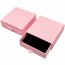 10个装 - 抽屉式纸板首饰盒，粉色纸板首饰礼盒，内含黑色海绵，可堆叠，适用于项链、手链、耳环等首饰的收纳和展示。 - 黑色 - 查看 6