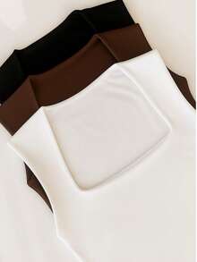 Kit 3 Bodys Feminino Bory Alça Grossa Versátil Bory Plus Size  Tamanho Único Costas Fechadas Chic Básico Trabalho Dia Noite Festa Shopping - P/B/M - Visão 1