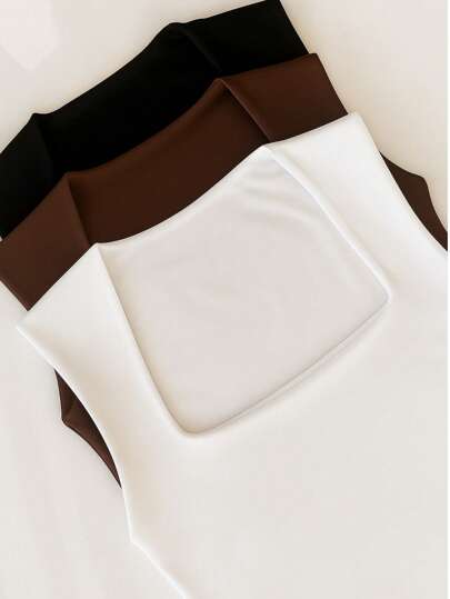 Kit 3 Bodys Feminino Bory Alça Grossa Versátil Bory Plus Size  Tamanho Único Costas Fechadas Chic Básico Trabalho Dia Noite Festa Shopping